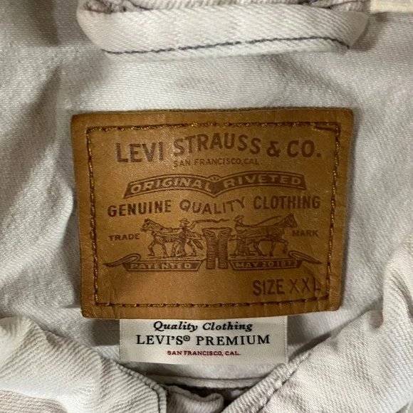 Levi's Premium Trucker Jacket Men 2XL White Denim Contrast Stitch Neutral Casual - Picture 4 of 10
